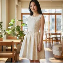 美品【JILL STUART】 フレアワンピース 総レース花柄 M 裏地付き