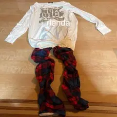 riendaミニ丈ワンピチュニック　チェックレギンスセット