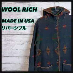 リバーシブル【USA製】ウールリッチ総柄ネイティブニットパーカー ウールコート