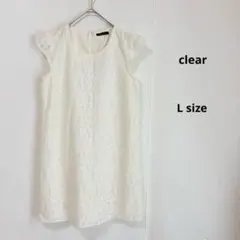 clear クリア　総レースチュニックワンピース　L ホワイト　フレンチスリーブのサムネイル