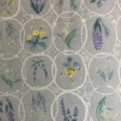 北欧風花柄 生地 ボタニカル サークル柄 ブルー　水色　50cm