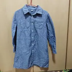デニム調ボタン付きシャツワンピース 120