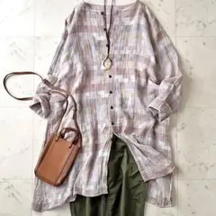 美品＊ヨーガンレール コットンチュニックワンピース M マルチカラーチェック