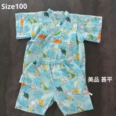 恐竜柄水色子供用甚平