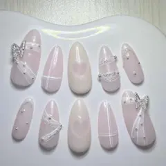 【現品】ネイルチップちゅるんピンク韓国ワンホンガーリースナ系量産型ギャルハート