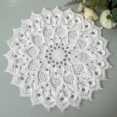 No.50 ハンドメイド レース編みドイリー 白
