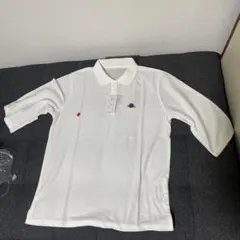 【訳あり✨タグ付き】レディース ポロシャツ L ホワイト 花刺繍 7分袖