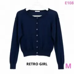 RETRO GIRL ネイビー ショート丈ニットカーディガン Mのサムネイル