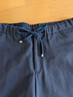 ネイビー イージーパンツ 紐付き　ウール
