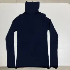 UNIQLO メリノリブタートルネックセーターS ネイビー