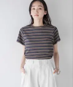 LOWRYS FARM ローリーズファーム フライスチビTシャツ ボーダー 半袖のサムネイル