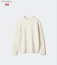 【ユニクロ×JWアンダーソン】ダイヤステッチクルーネックセーター　ホワイト