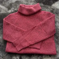 BEAMS HEART タートルネックニット セーター 赤系 ミックスカラー