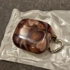 AirPods３ケース　落下防止　保護　カラビナ付き　ブラウンハート