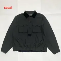 【希少】sacai　サカイ　ウール混 襟ベロア切替 プルオーバーシャツ　23AWのサムネイル