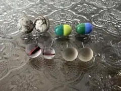 ガラスのピアスセット58サージカルステンレスシルバー