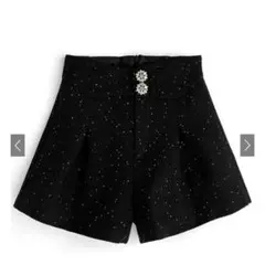 ツイードビジューボタンショートパンツ[ac2219]