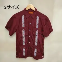 calee 半袖 キューバシャツ ワインレッド Sサイズのサムネイル