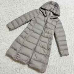ユニクロ✨良品　ダウンコート　ロング丈　フーディー　リボン付き　冬　（L）