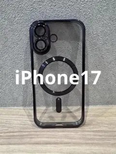 iPhone17 ケース MagSafe対応 クリアブラックフレーム新品 耐衝撃