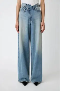 MOUSSY CROSS WAIST WIDE ストレートL/BLU 0