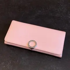 ブルガリ　BVLGARI　長財布　サークルロゴ　シルバー金具　シボレザー　ピンクのサムネイル