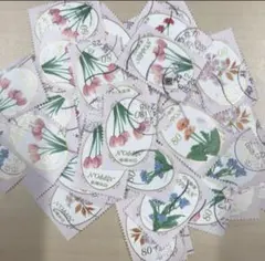 もち様、おまとめ、花柄　背景クリーム色枠線色々有　切手まとめなど、