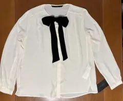 ZARA BASIC ホワイトシフォン長袖ブラウス