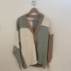 ZARA パッチワーク ニット カーディガン