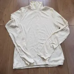 GU リブメロウハイネック 長袖Tシャツ ホワイト Mサイズ