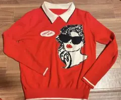 11/9限定特価❣️ 赤　薄手ニット　セーター