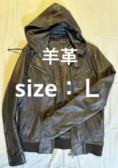 【MK MICHEL KLEIN】レザージャケット フード付き ブラック