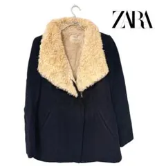 ZARA TRF ファー襟付き中綿コート ブラック L
