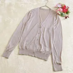 【UNIQLOユニクロ】ライトVネックカーディガン長袖 シアー ライトブラウンM