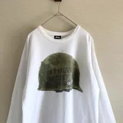 00s old stussy IN EFFECT MODE ロンT 軍物　白　Sのサムネイル