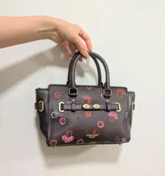 COACH 花柄 レザーショルダーバッグ