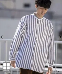 coen ストライプ 長袖シャツ L