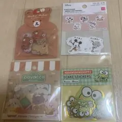 ☆フレーク☆シール☆けろっぴ、ミッキー他4点セット☆ぷっくり☆未使用送料込