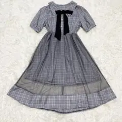 A191【新品】ワンピース チェック グレー L
