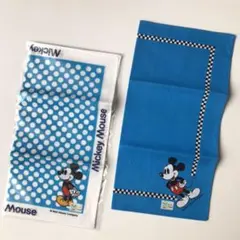 新品未使用★ディズニー ミッキー ハンカチ 2枚 レトロ レア品★手作り材料にも