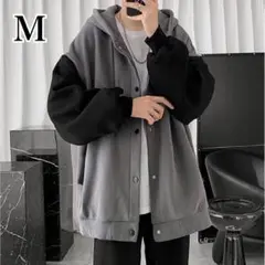 FJLTDCP【M】スウェットパーカー トレーナー 袖切替 メンズ 裏起毛