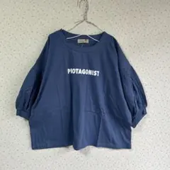 新品　サマンサモスモス　プリントアソートパフスリーブカットソー　ブルー