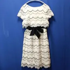 STRAWBERRY-FIELDS ホワイト 波型デザイン ワンピース Sサイズ