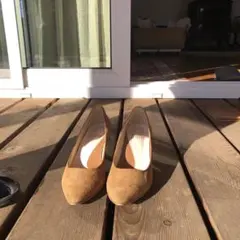 卑弥呼ベージュ スエード パンプス ヒール約5cm