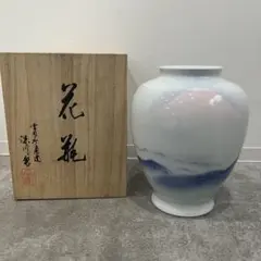 深川製磁 赤富士 8号花生 花瓶 木箱付き - メルカリ