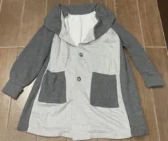 コート ニット スウェット トレーナー アウター Aライン ライト グレー 4L