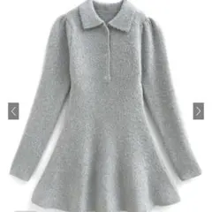 【GRL】アイスグレー ラメ入り ポロシャツデザイン ワンピース