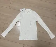 リブ編みオフホワイト長袖トップス M