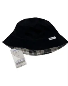 大人気❣️新品✨familiar リバーシブル 帽子 黒 チェック キッズ