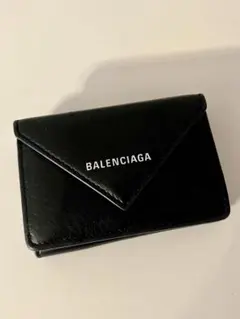 【美品】BALENCIAGA ペーパーミニウォレット 財布 黒 ショッパー付きのサムネイル
